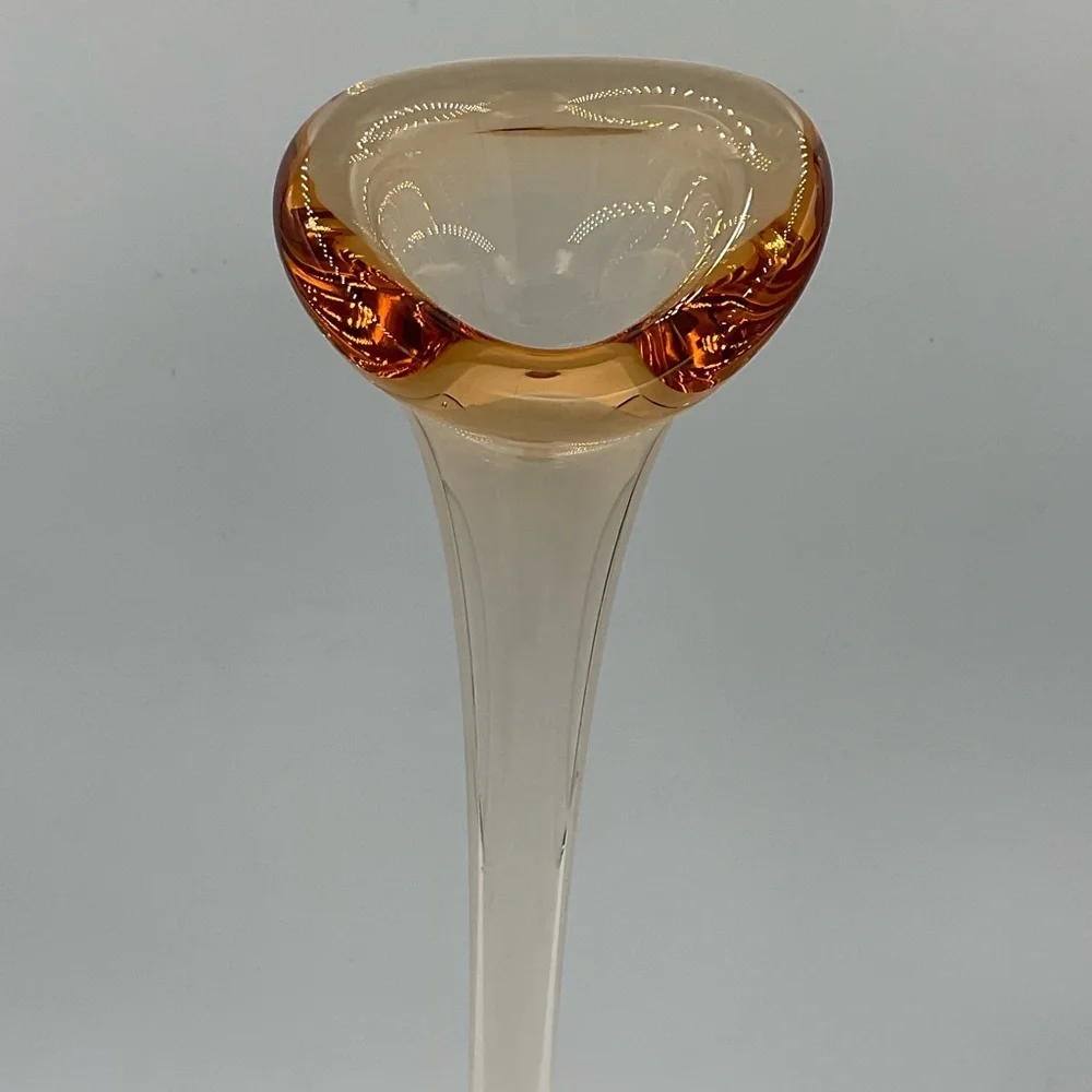Vintage Amber Swedish Aseda Glasbruk Hand Blown “Jack in the Pulpit” Vase
